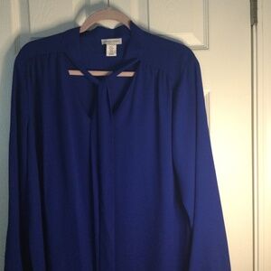 Royal blue bow blouse